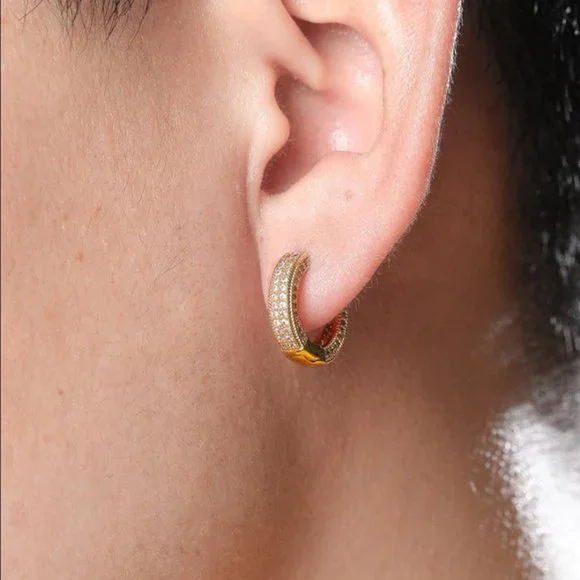 14K Gold 2ct Diamond Womens Small Hoop Earrings Ladies 14 K Silver Hoops Jewelry - Picture 3 of 8